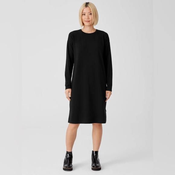 Eileen Fisher Stretch Jersey Knit Crew Neck Dress Medium - Picture 1 of 8